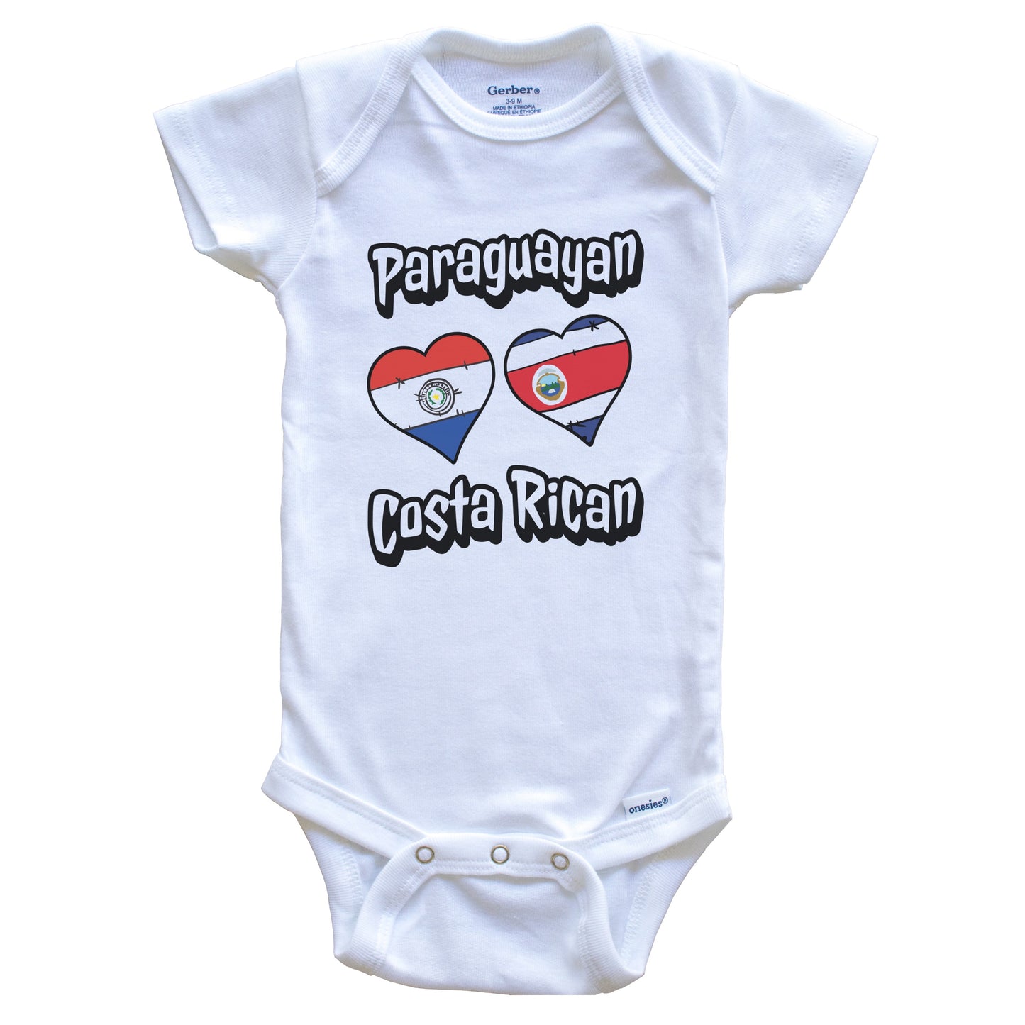 Paraguayan Costa Rican Flag Heart Combo Paraguay Costa Rica Baby Bodysuit