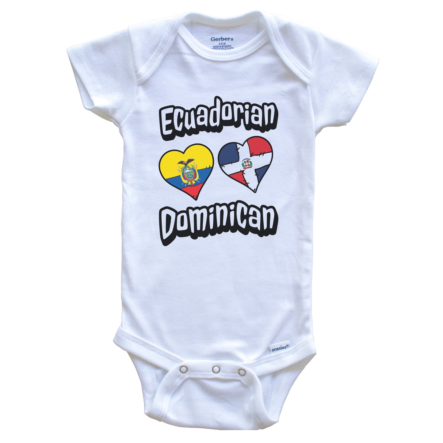 Ecuadorian Dominican Flag Hearts Ecuador Dominican Republic Baby Bodysuit