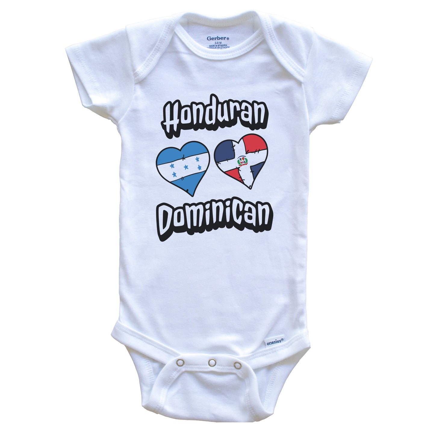 Honduran Dominican Flag Hearts Honduras Dominican Republic Baby Bodysuit