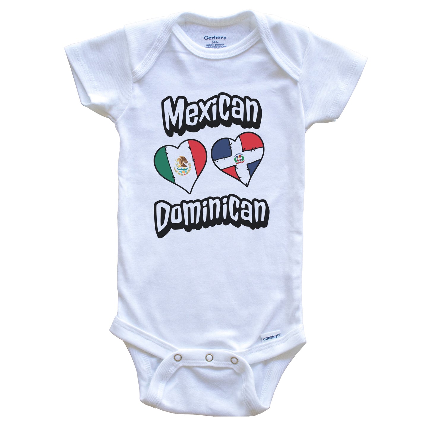 Mexican Dominican Flag Heart Combo Mexico Dominican Republic Baby Bodysuit