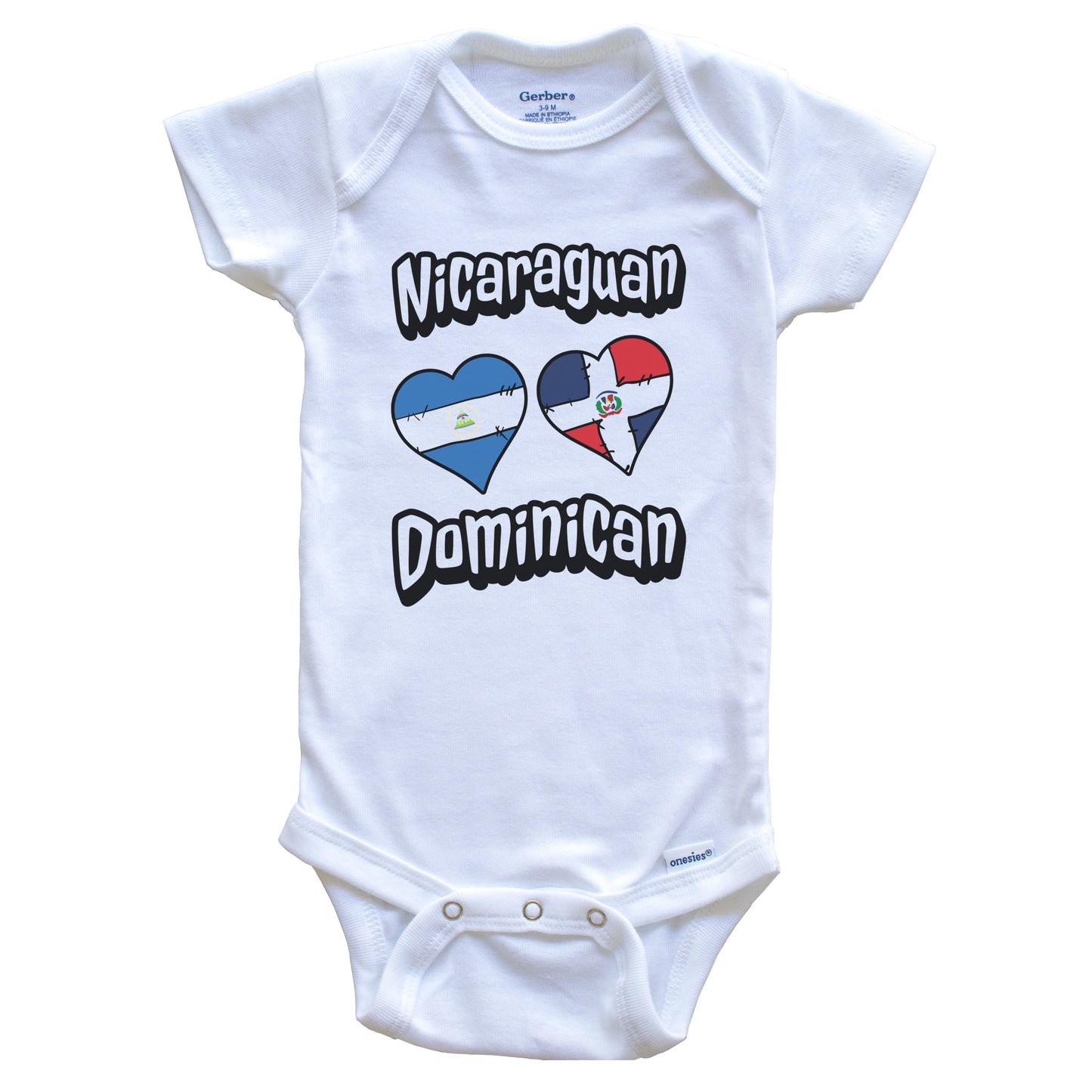 Nicaraguan Dominican Hearts Nicaragua Dominican Republic Baby Bodysuit