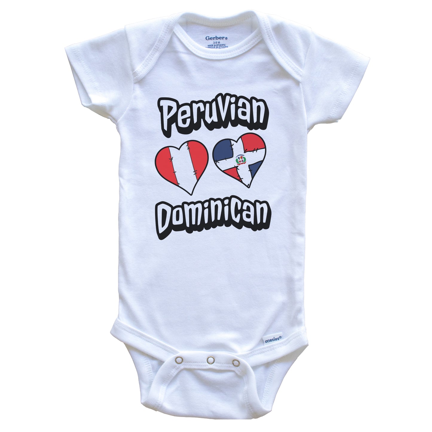 Peruvian Dominican Flag Heart Combo Peru Dominican Republic Baby Bodysuit