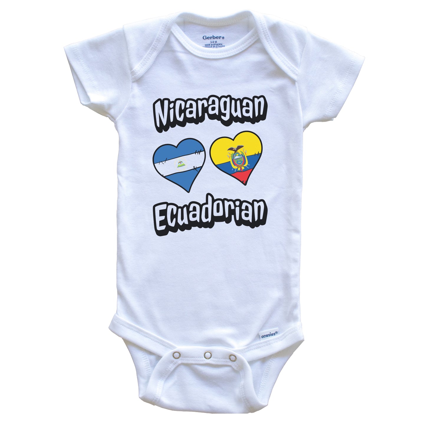 Nicaraguan Ecuadorian Flag Heart Combo Nicaragua Ecuador Baby Bodysuit
