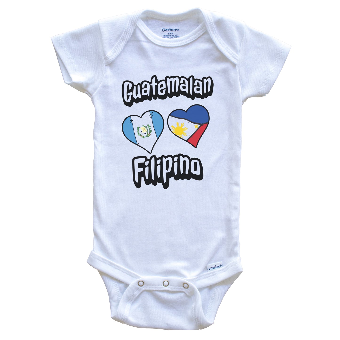 Guatemalan Filipino Flag Heart Combo Guatemala Philippines Baby Bodysuit