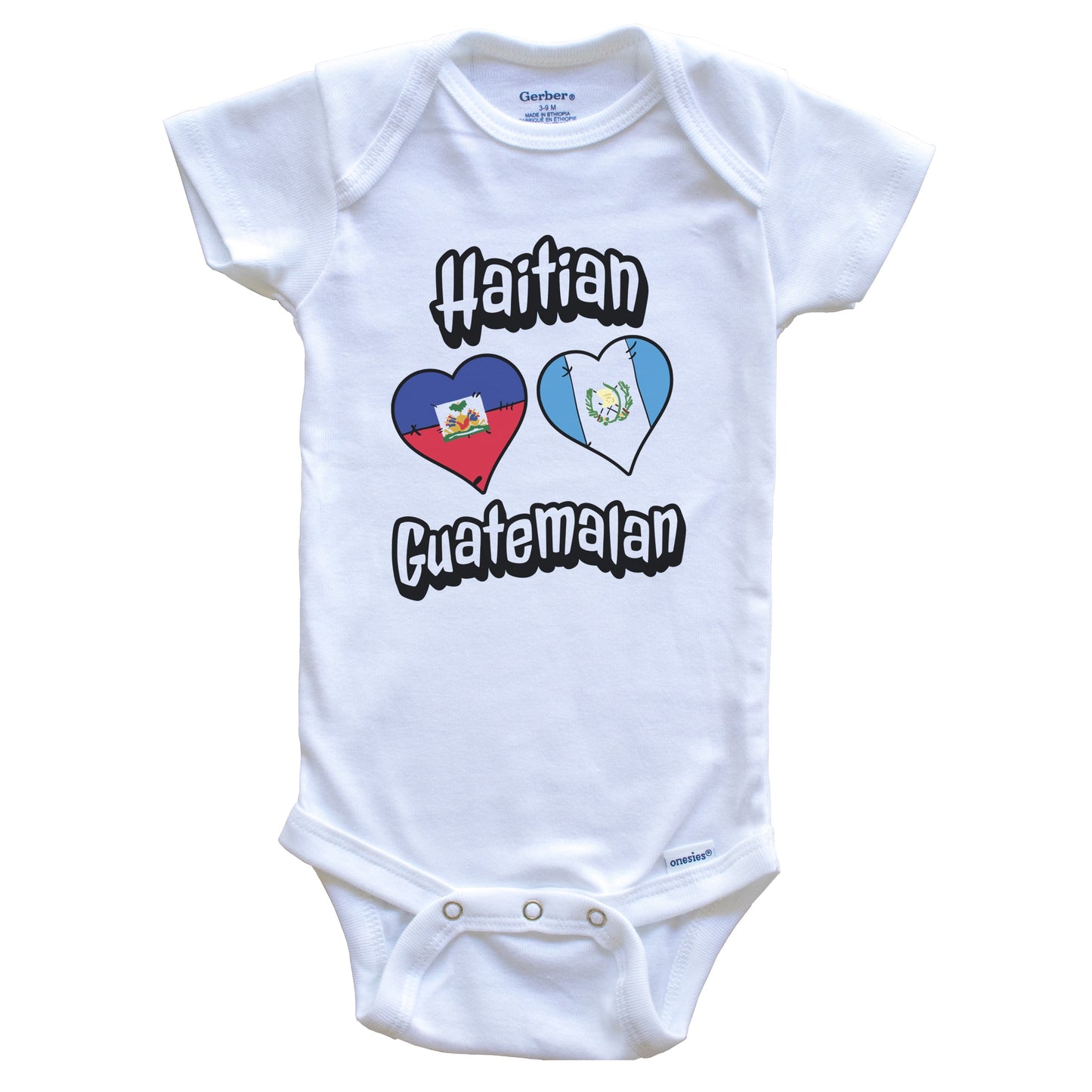 Haitian Guatemalan Flag Heart Combo Haiti Guatemala Baby Bodysuit