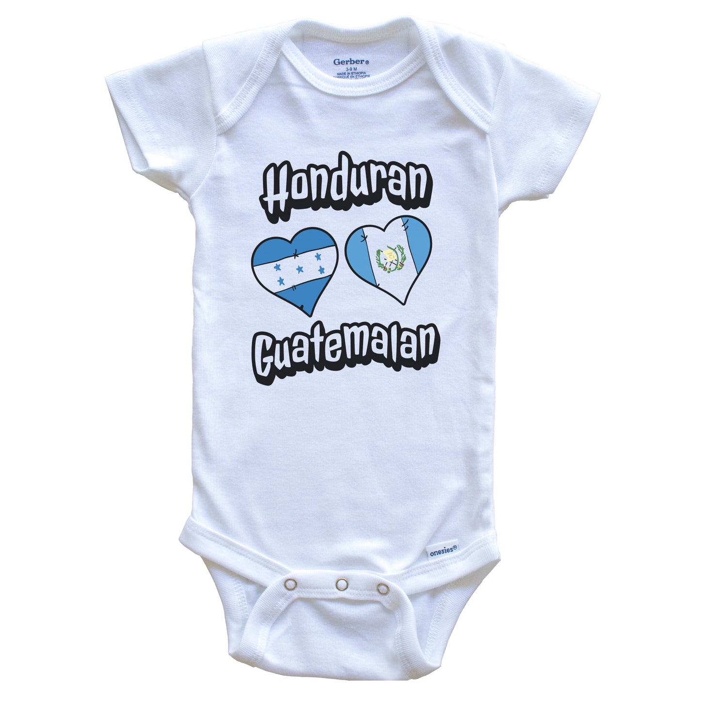 Honduran Guatemalan Flag Heart Combo Honduras Guatemala Baby Bodysuit