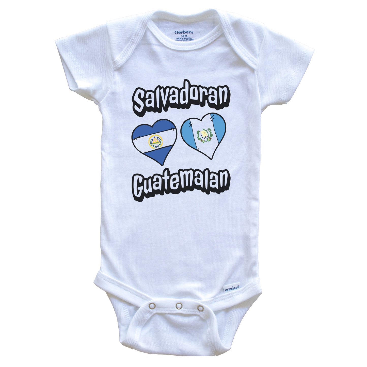 Salvadoran Guatemalan Flag Heart Combo El Salvador Guatemala Baby Bodysuit