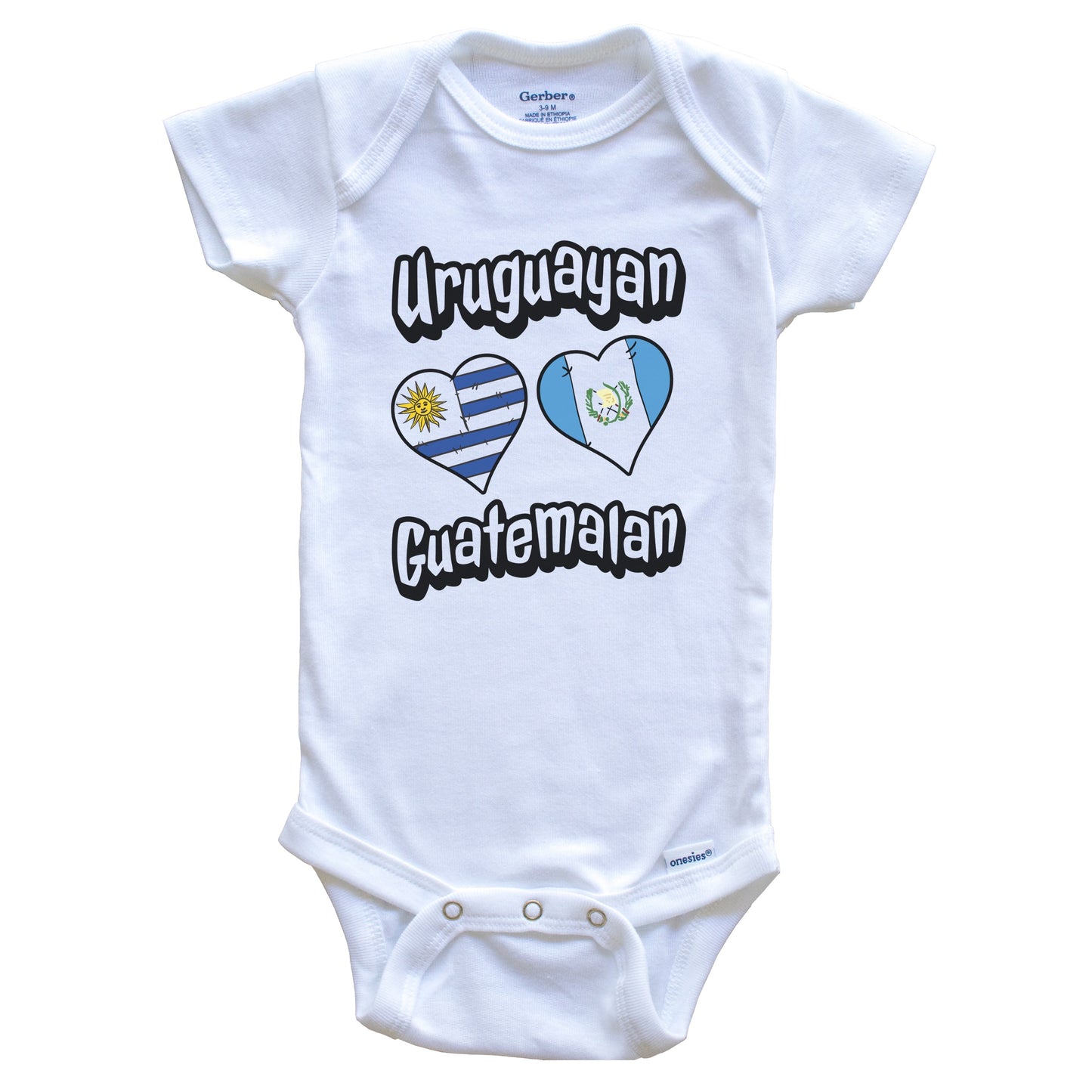Uruguayan Guatemalan Flag Heart Combo Uruguay Guatemala Baby Bodysuit