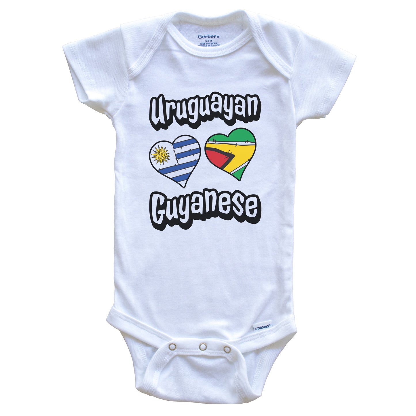 Uruguayan Guyanese Flag Heart Combo Uruguay Guyana Baby Bodysuit