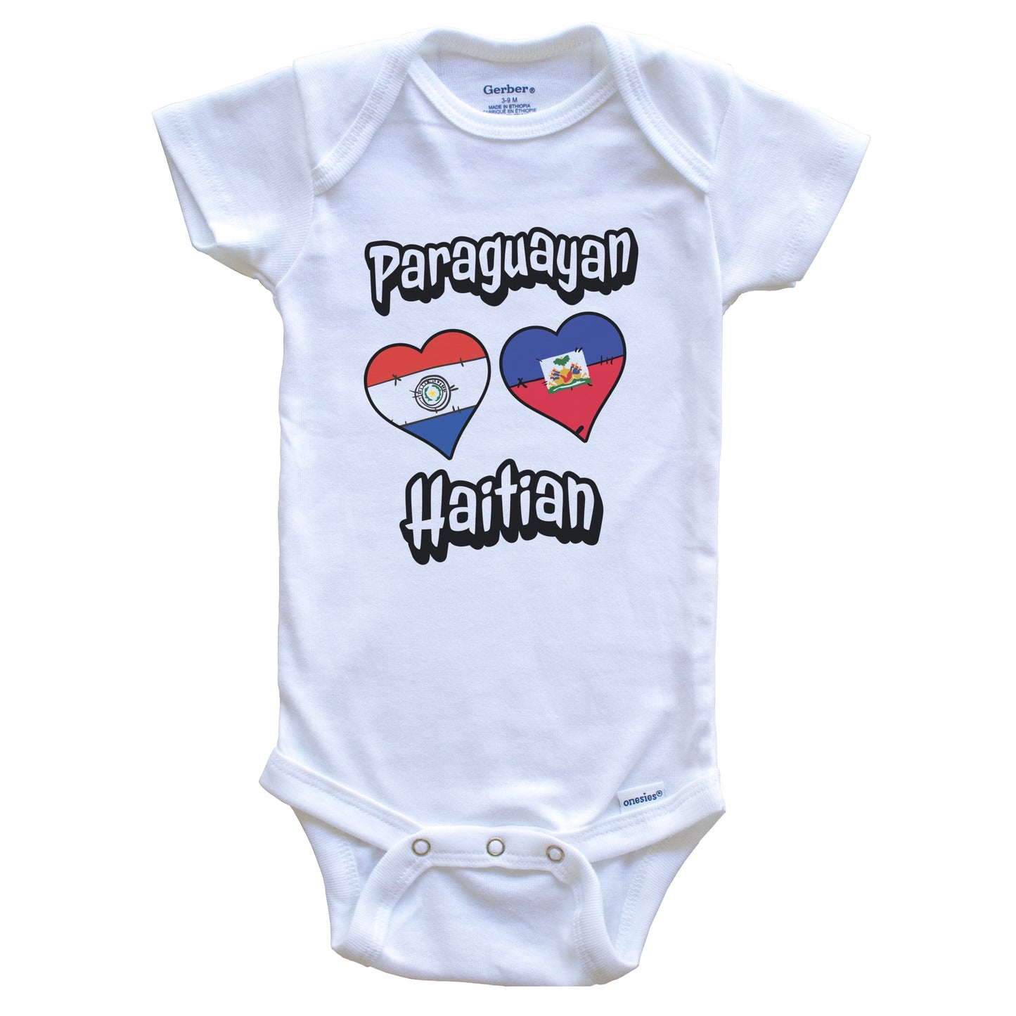 Paraguayan Haitian Flag Heart Combo Paraguay Haiti Baby Bodysuit