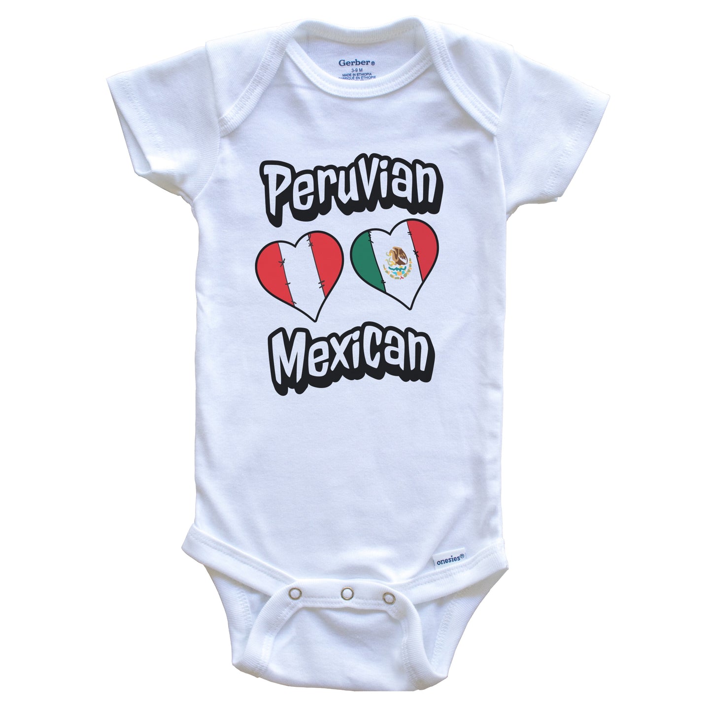 Peruvian Mexican Flag Heart Combo Peru Mexico Baby Bodysuit