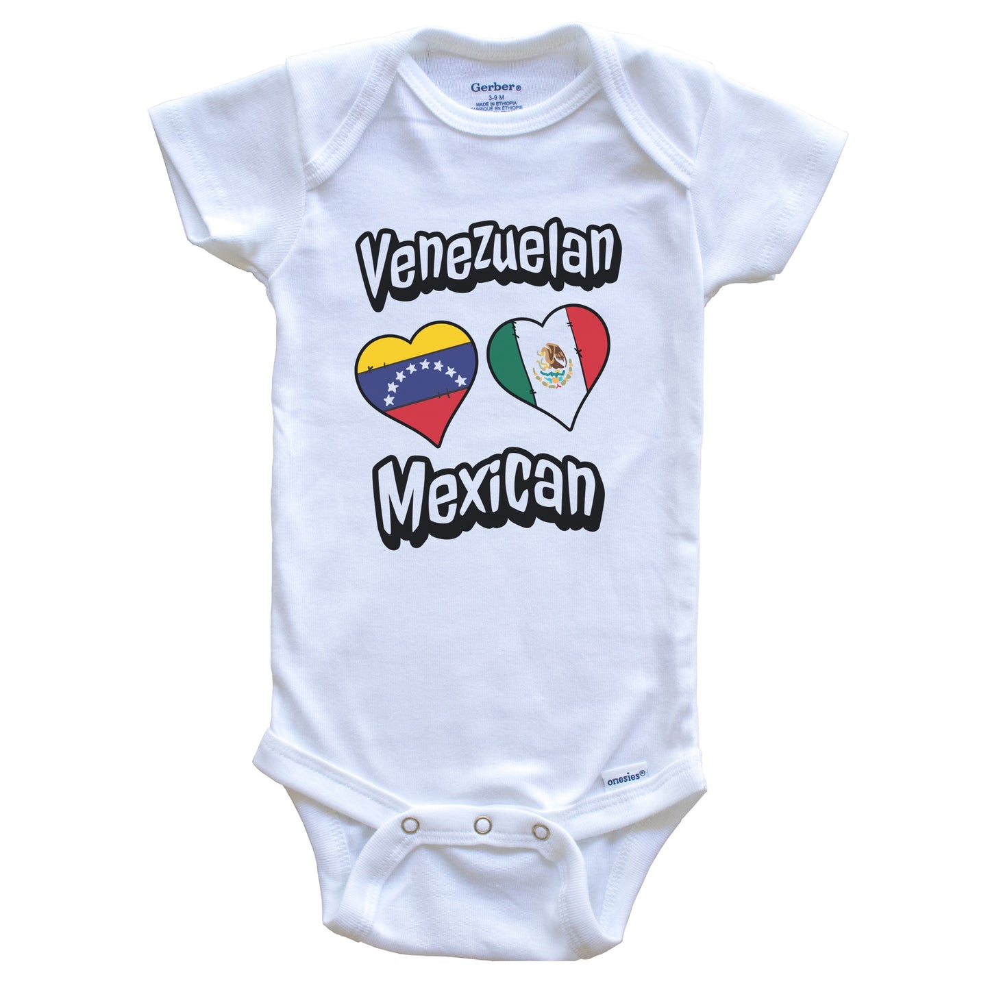 Venezuelan Mexican Flag Heart Combo Venezuela Mexico Baby Bodysuit