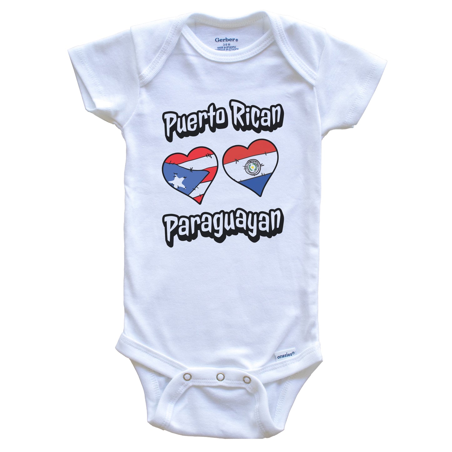 Puerto Rican Paraguayan Flag Hearts Puerto Rico Paraguay Baby Bodysuit