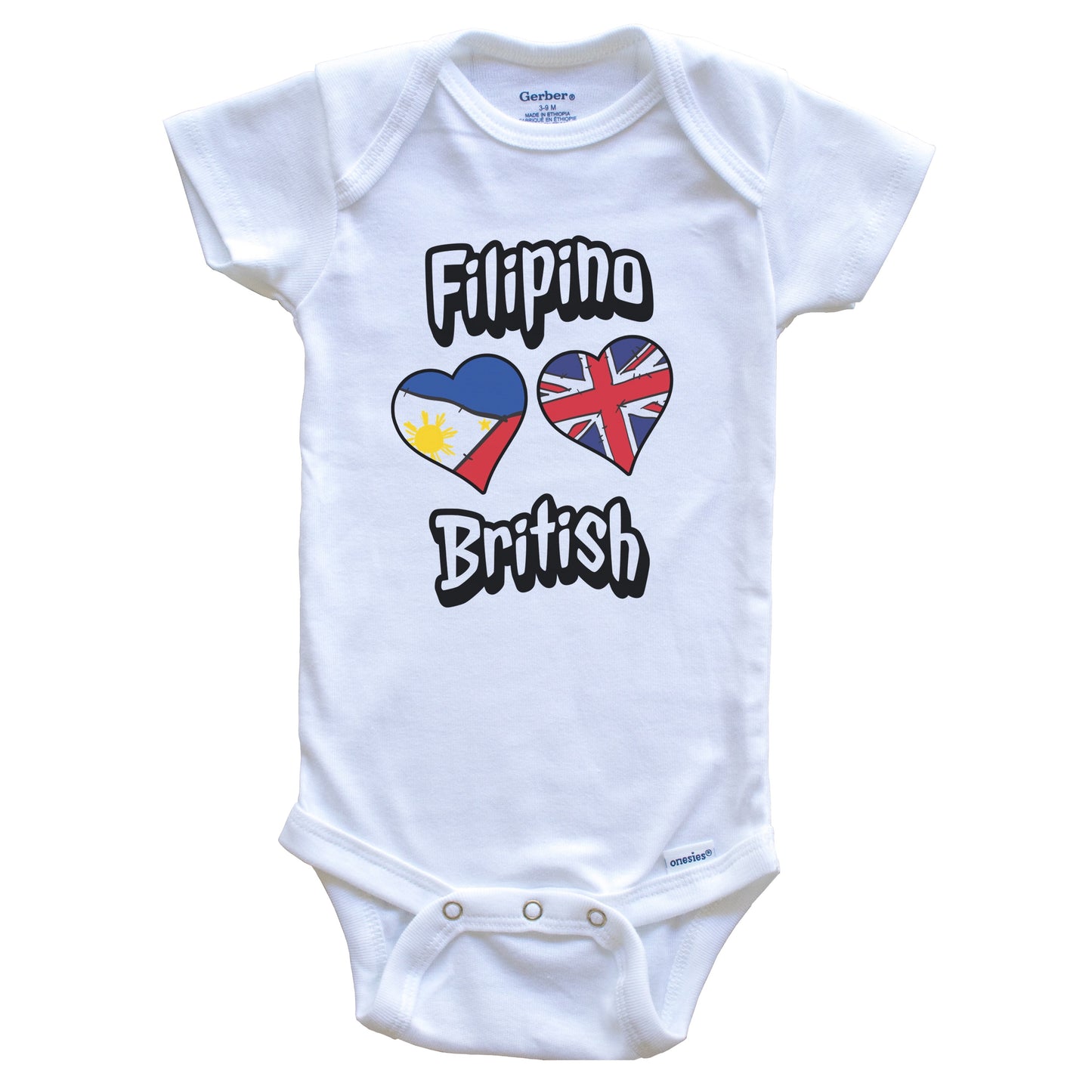 Filipino British Flag Heart Combo Philippines UK Baby Bodysuit