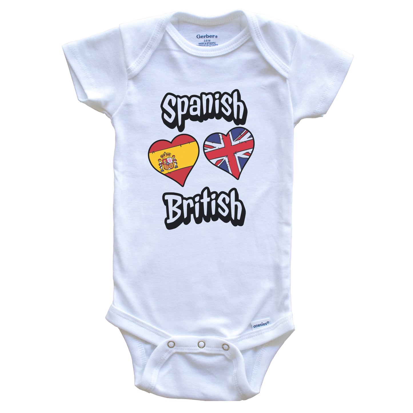 Spanish British Flag Heart Combo Spain UK Baby Bodysuit