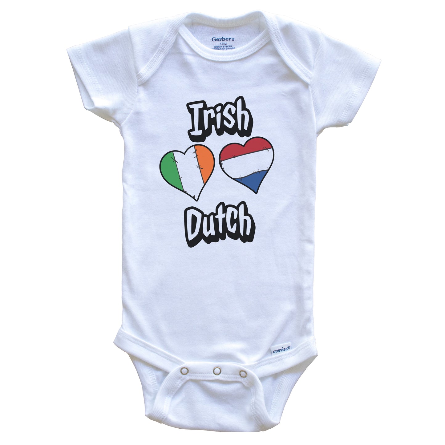 Irish Dutch Flag Heart Combo Ireland Netherlands Baby Bodysuit