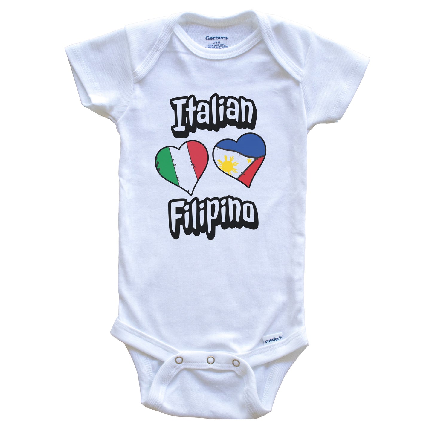 Italian Filipino Flag Heart Combo Italy Philippines Baby Bodysuit