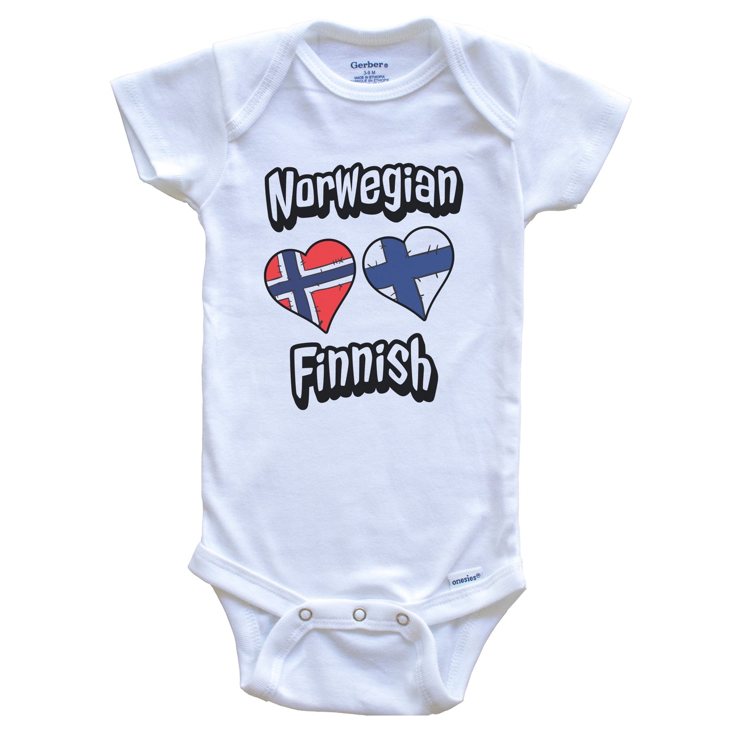 Norwegian Finnish Flag Heart Combo Norway Finland Baby Bodysuit