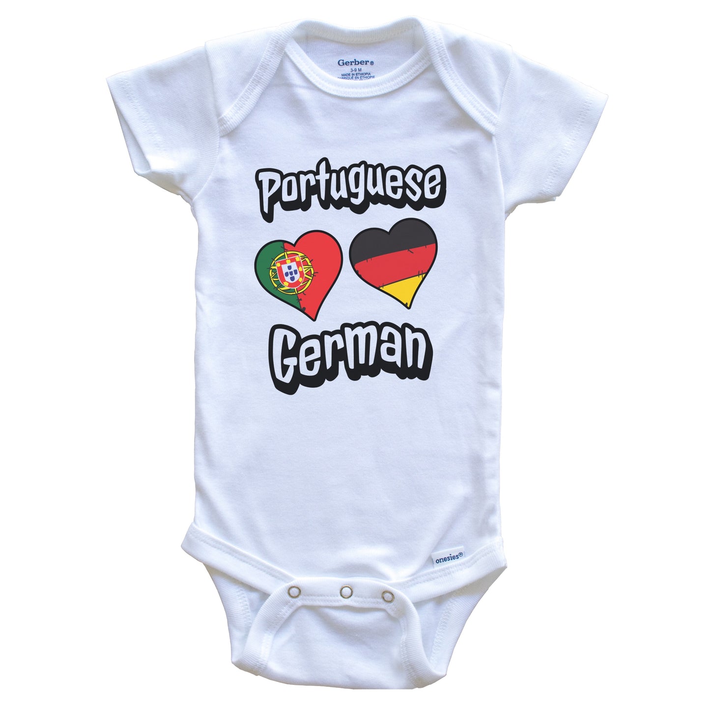 Portuguese German Flag Heart Combo Portugal Germany Baby Bodysuit