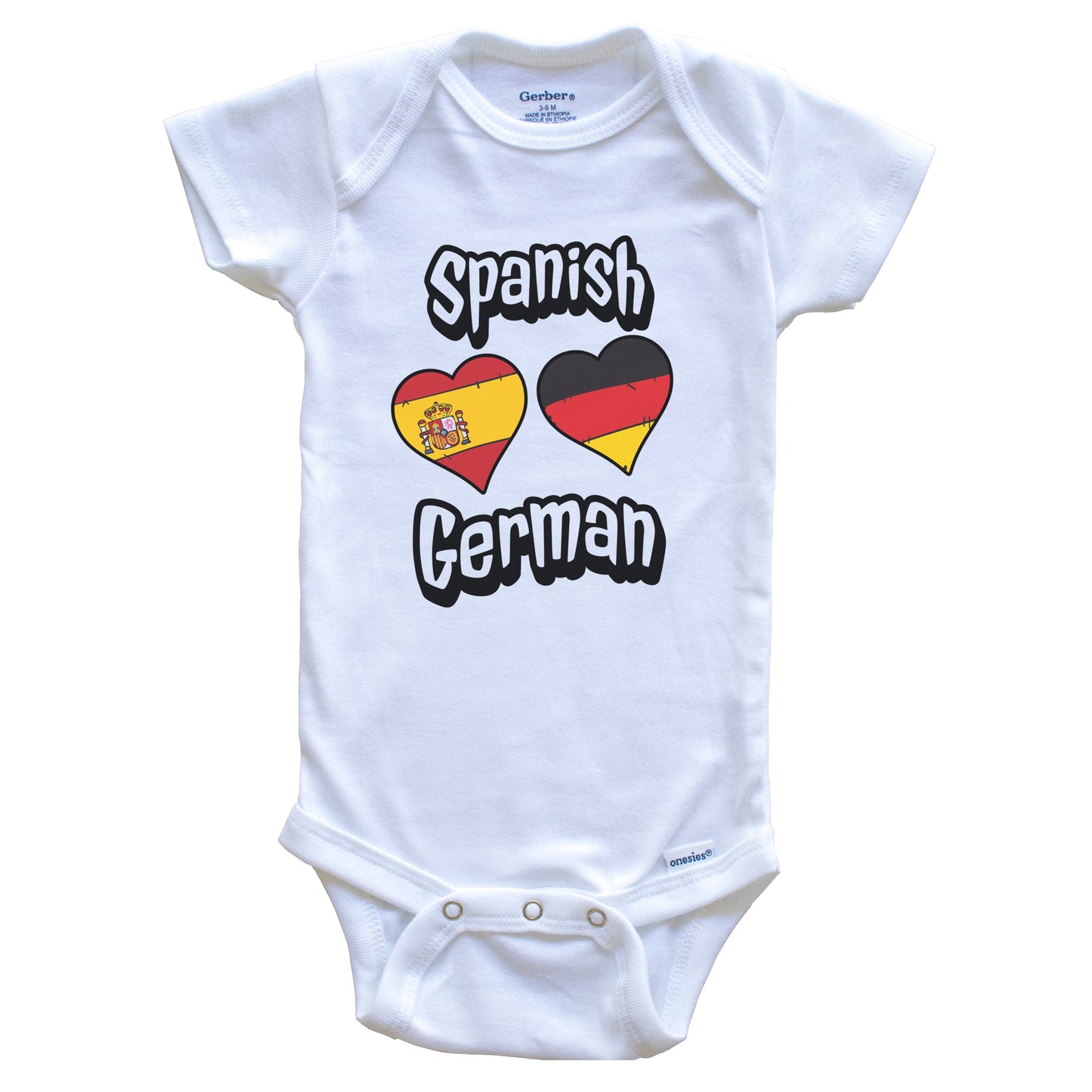Spanish German Flag Heart Combo Spain Germany Baby Bodysuit