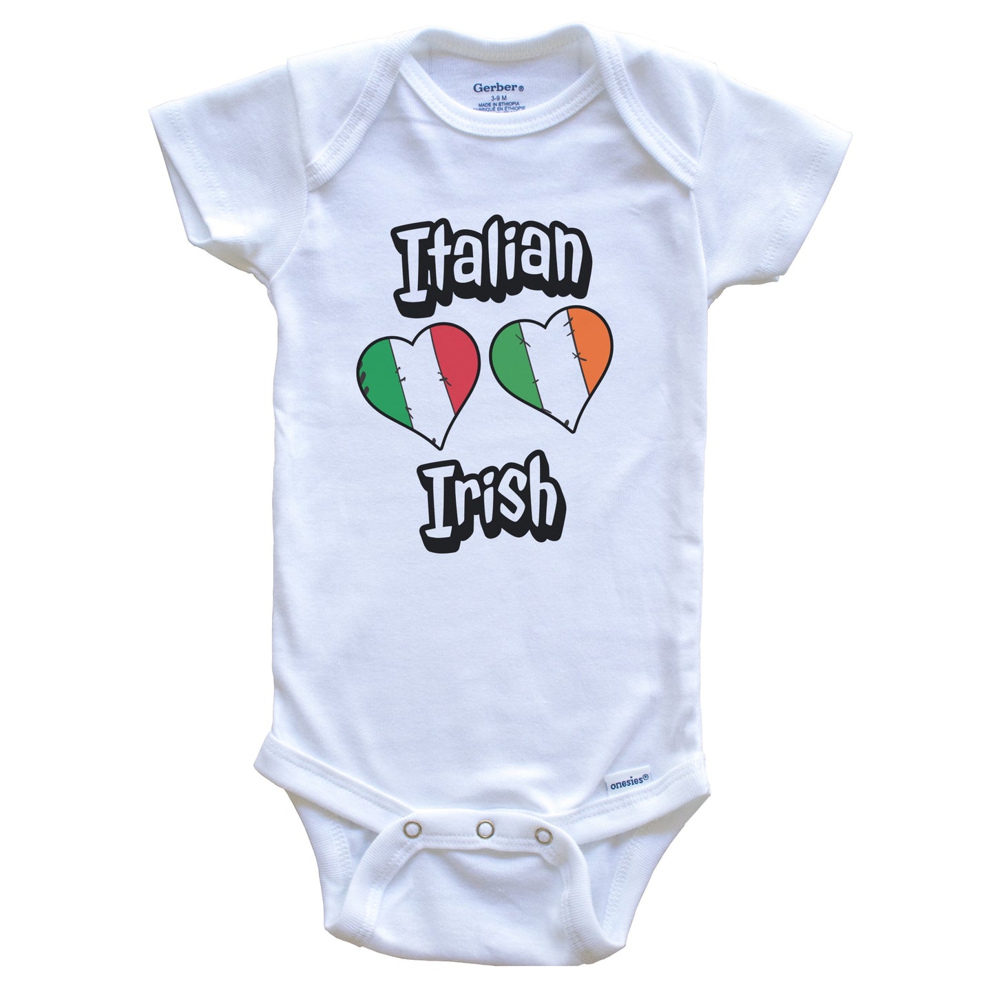 Italian Irish Flag Heart Combo Italy Ireland Baby Bodysuit