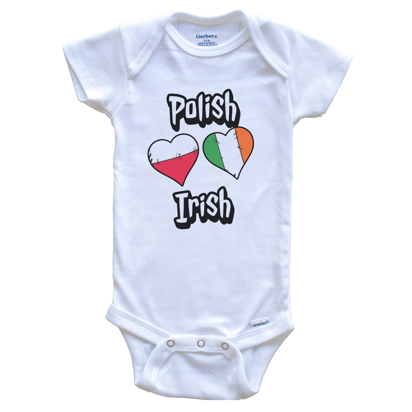 Polish Irish Flag Heart Combo Poland Ireland Baby Bodysuit