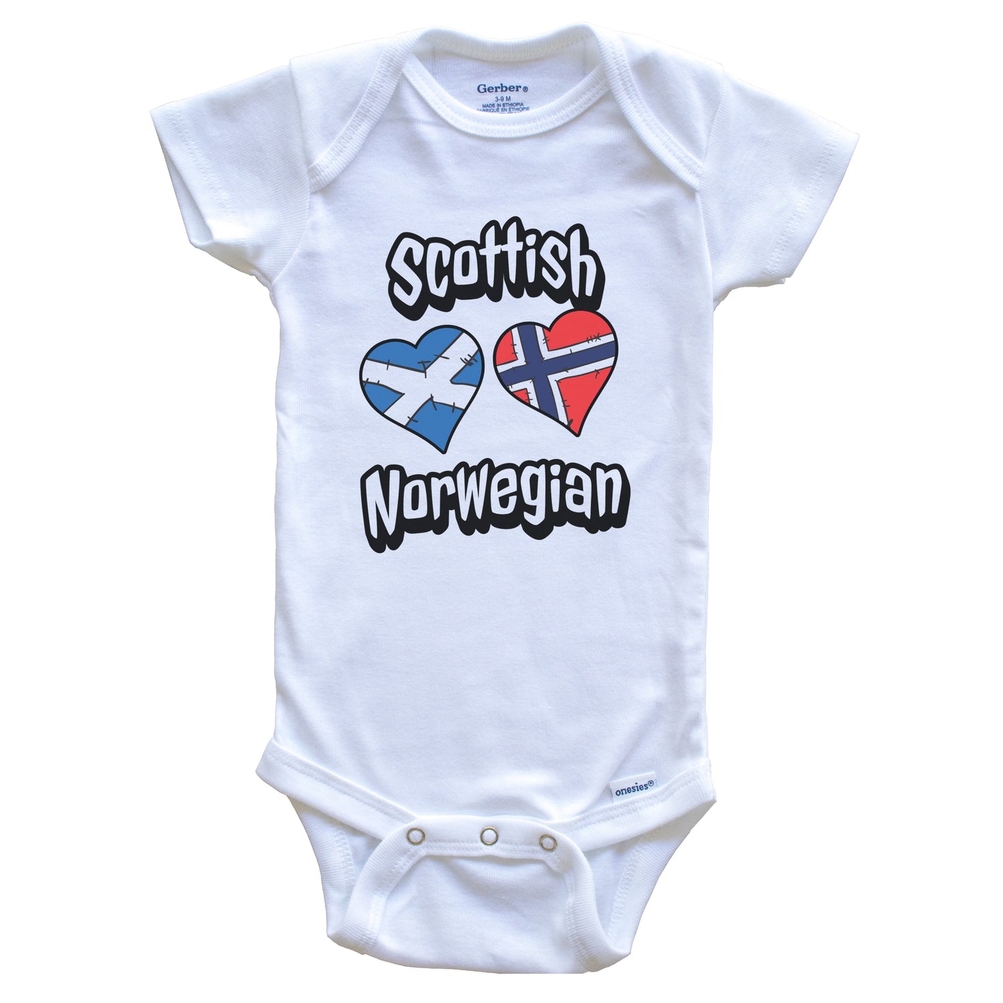 Scottish Norwegian Flag Heart Combo Scotland Norway Baby Bodysuit