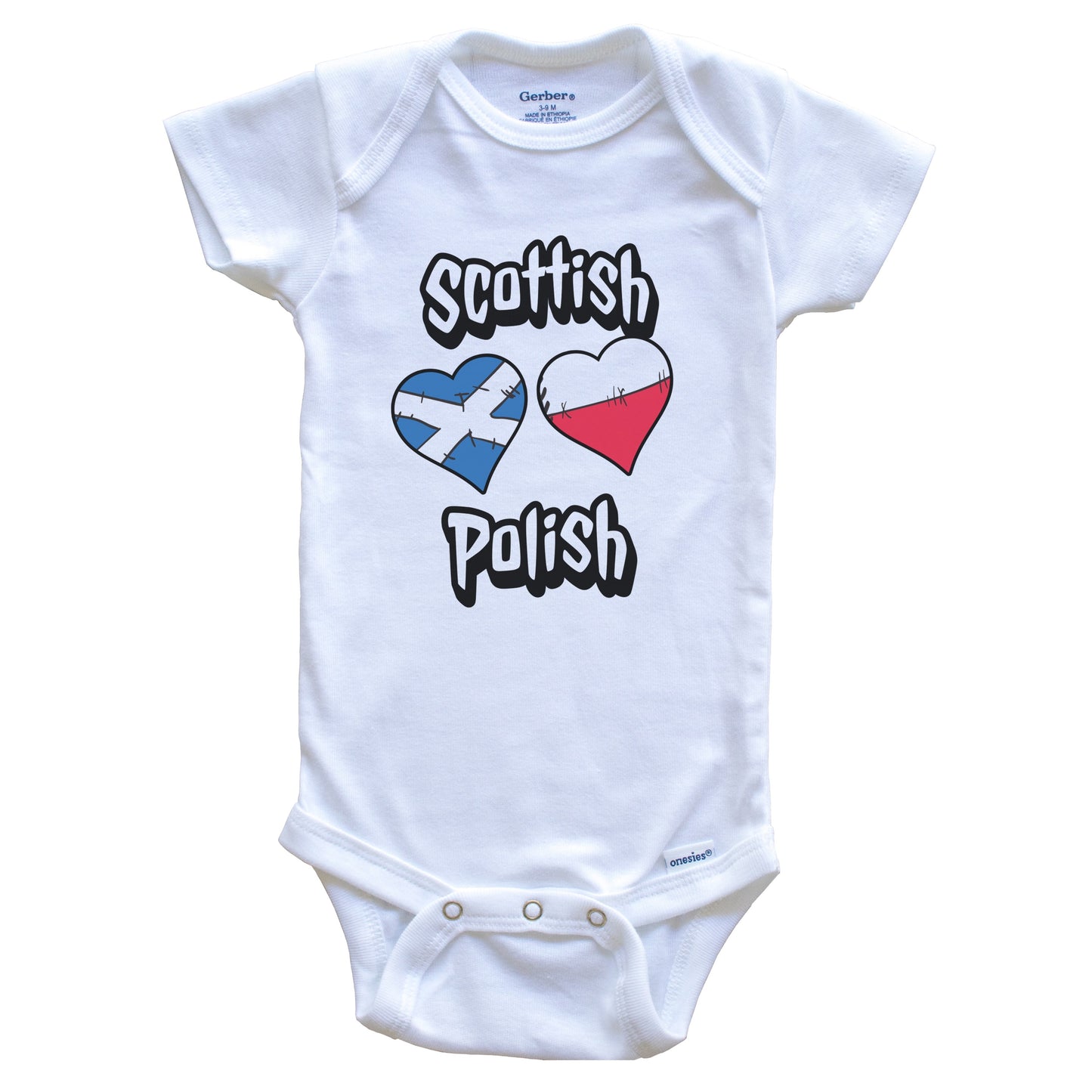 Scottish Polish Flag Heart Combo Scotland Poland Baby Bodysuit