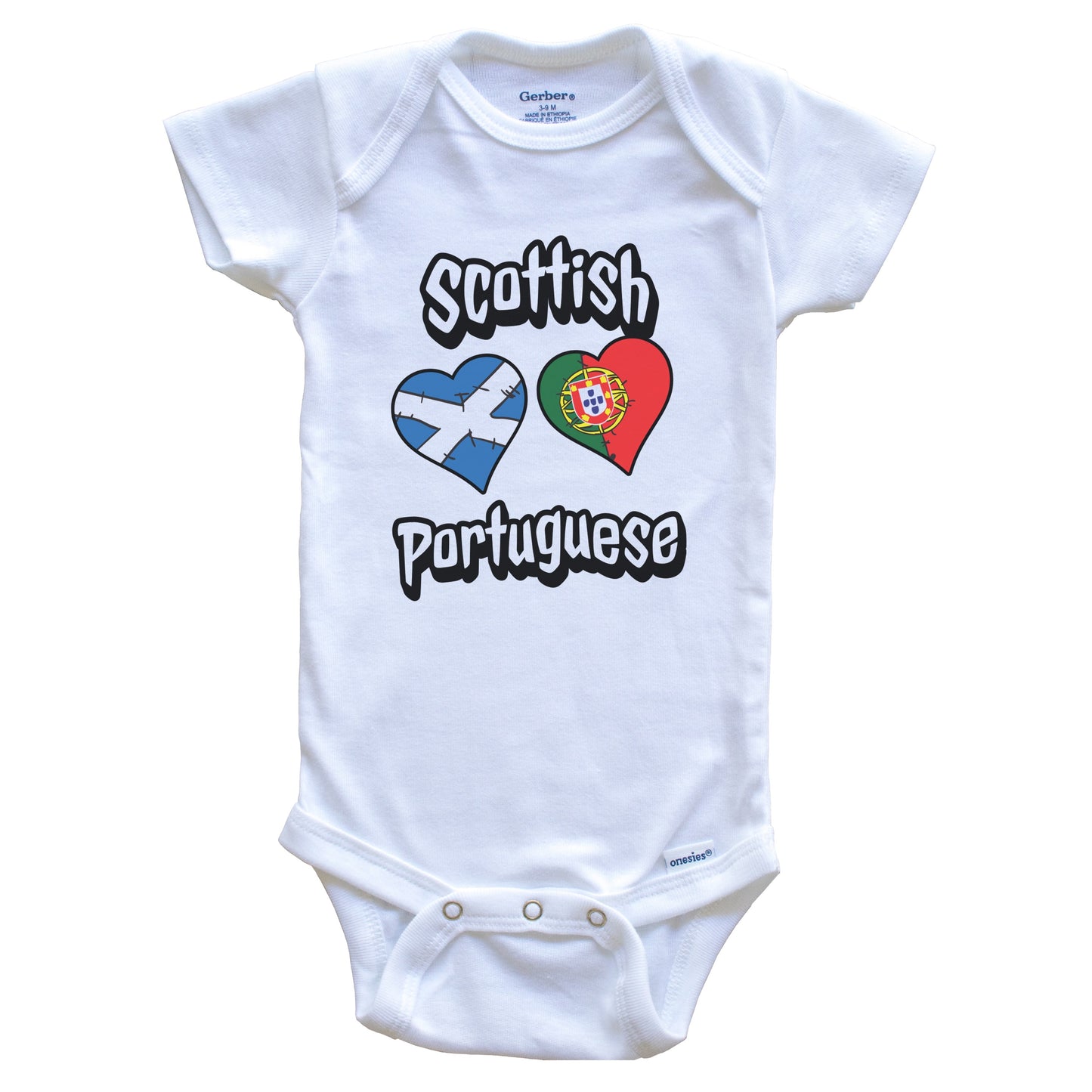 Scottish Portuguese Flag Heart Combo Scotland Portugal Baby Bodysuit