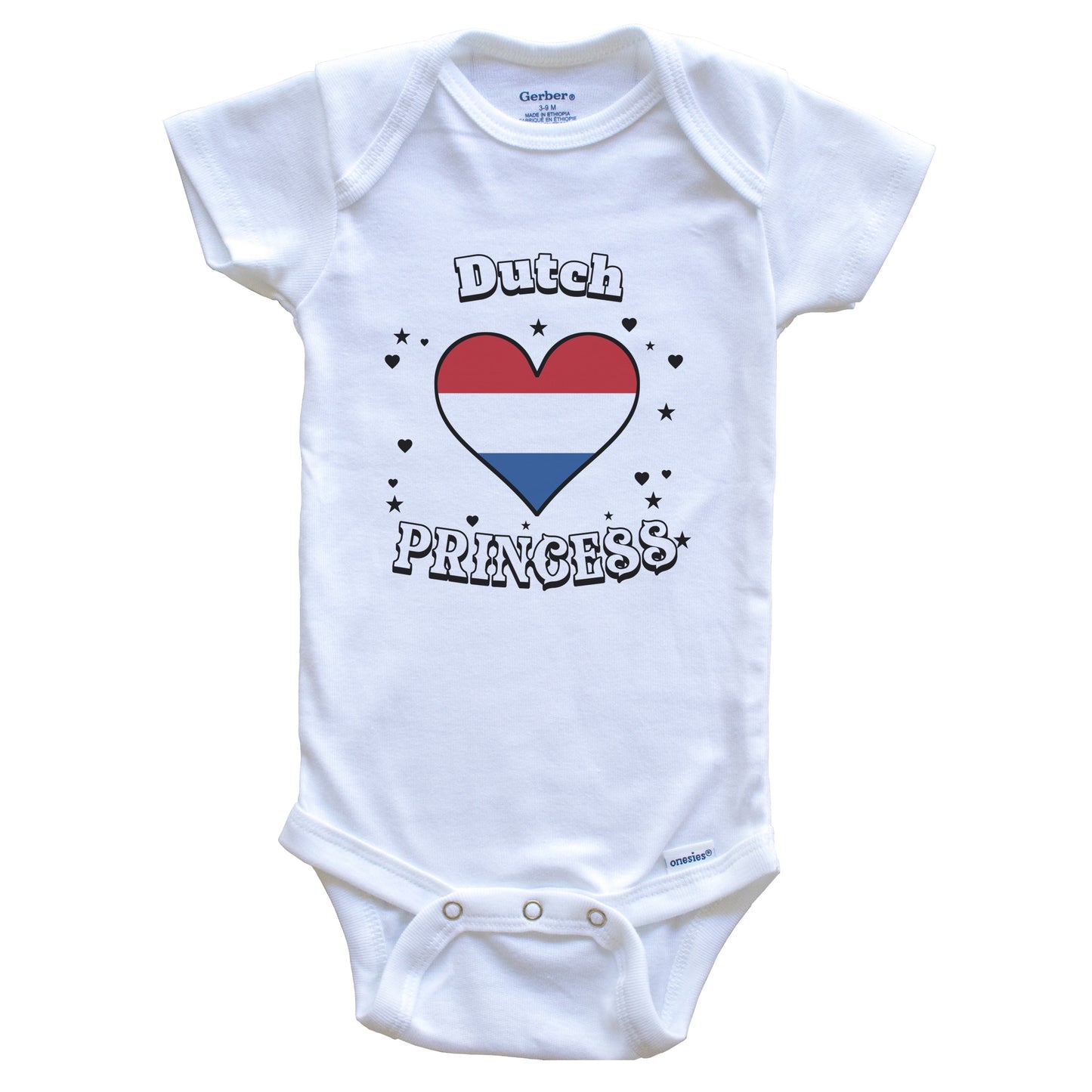 Dutch Princess Netherlands Flag Heart Baby Girl Bodysuit