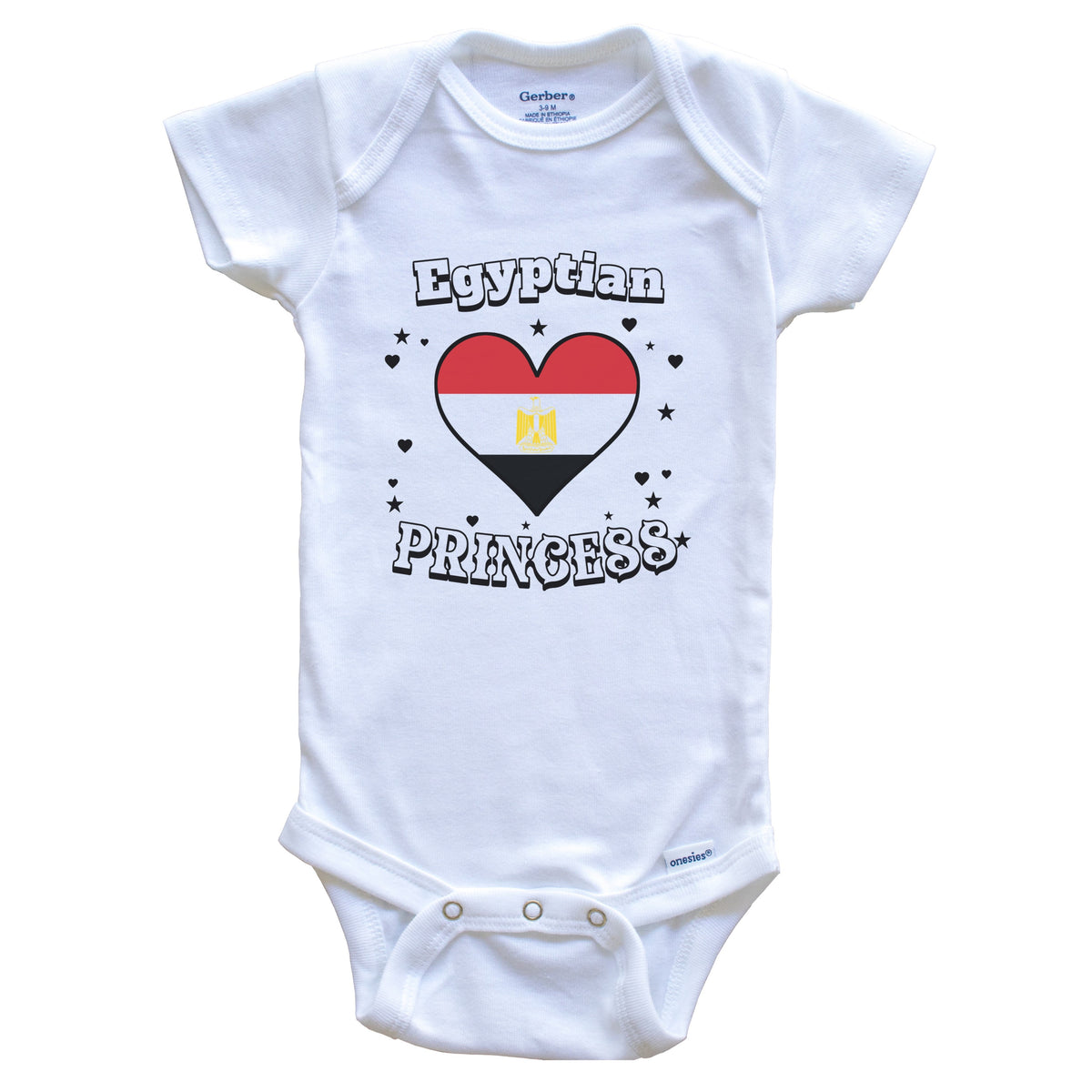 Egyptian Princess Egypt Flag Heart Baby Girl Bodysuit