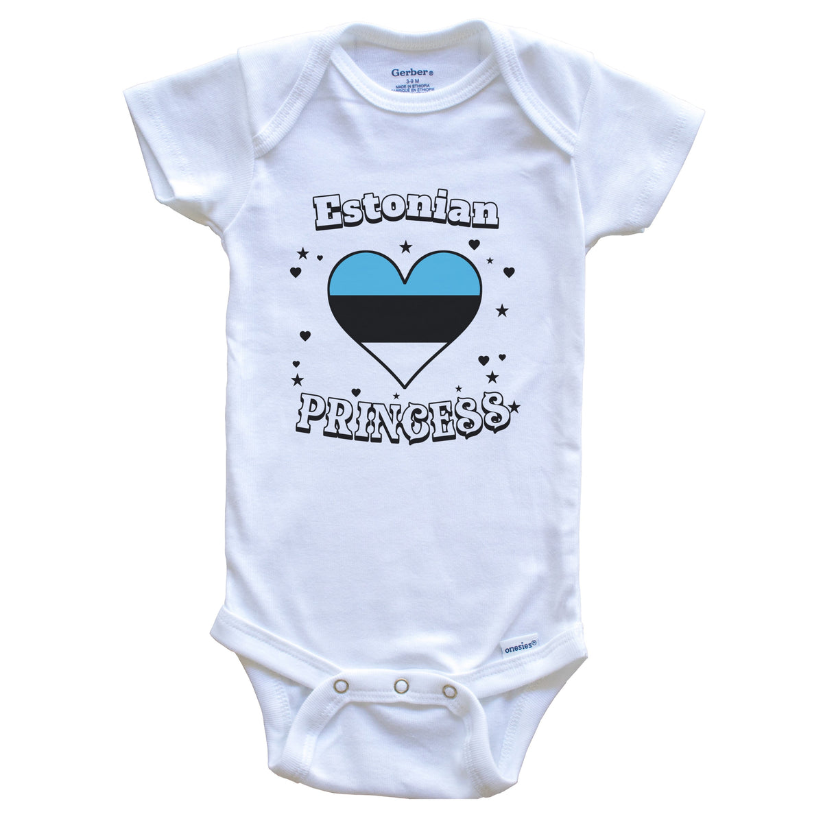 Estonian Princess Estonia Flag Heart Baby Girl Bodysuit