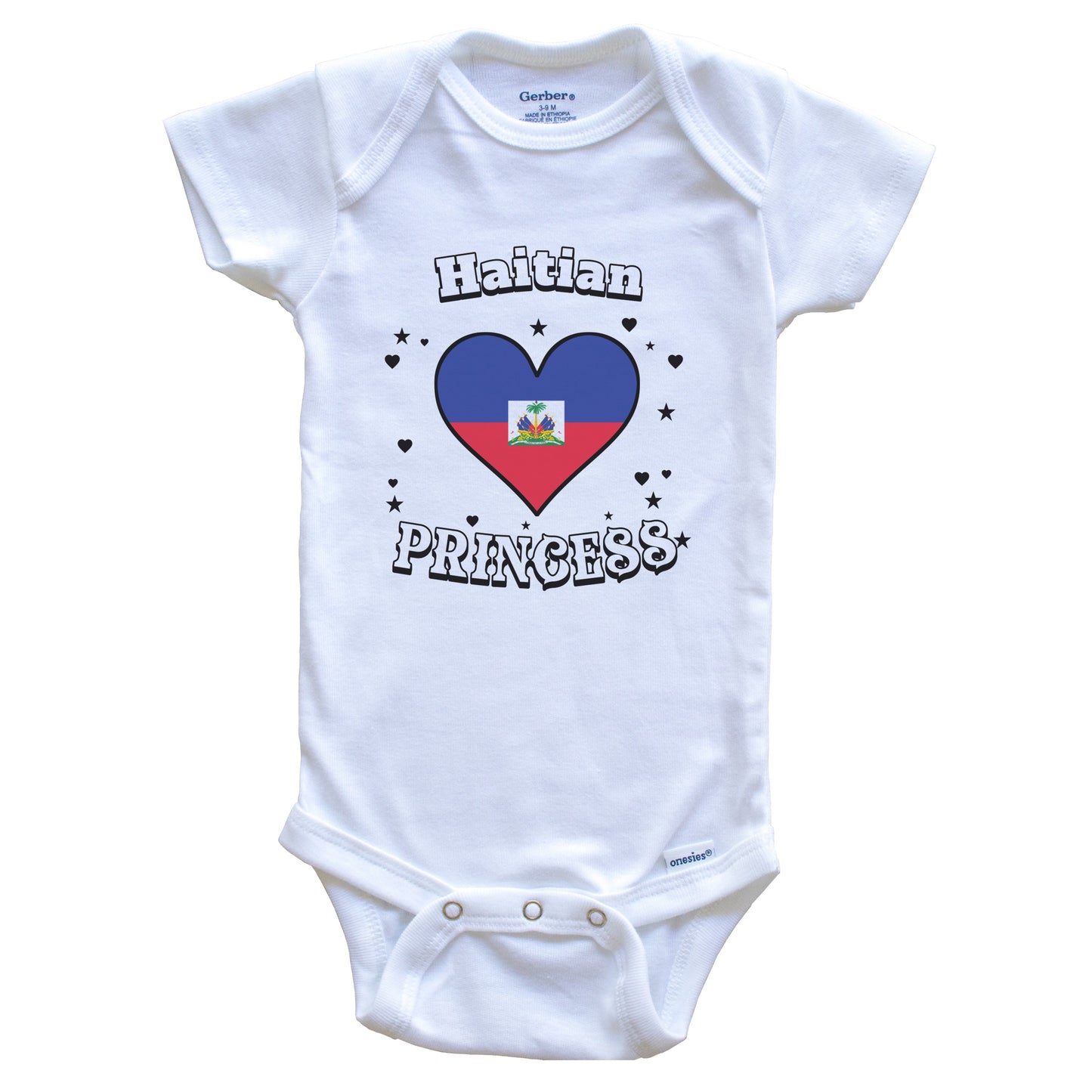 Haitian Princess Haiti Flag Heart Baby Girl Bodysuit