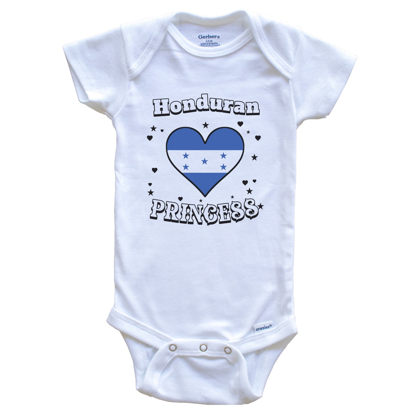 Honduran Princess Honduras Flag Heart Baby Girl Bodysuit