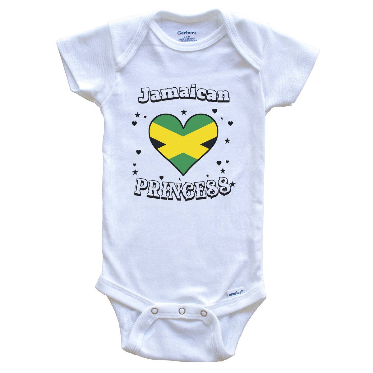 Jamaican Princess Jamaica Flag Heart Baby Girl Bodysuit