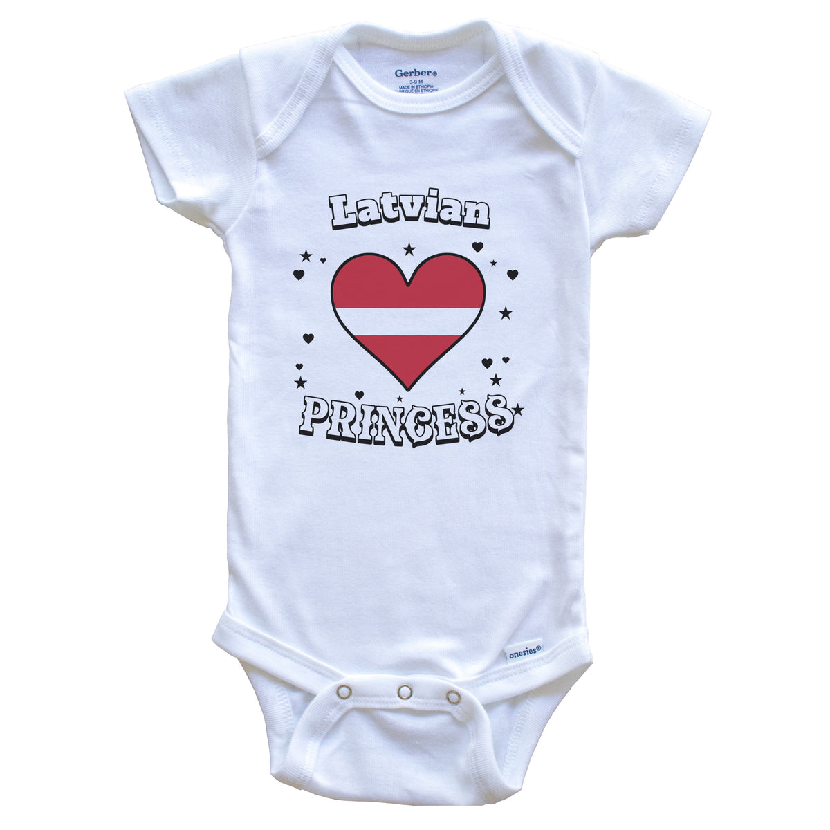 Latvian Princess Latvia Flag Heart Baby Girl Bodysuit