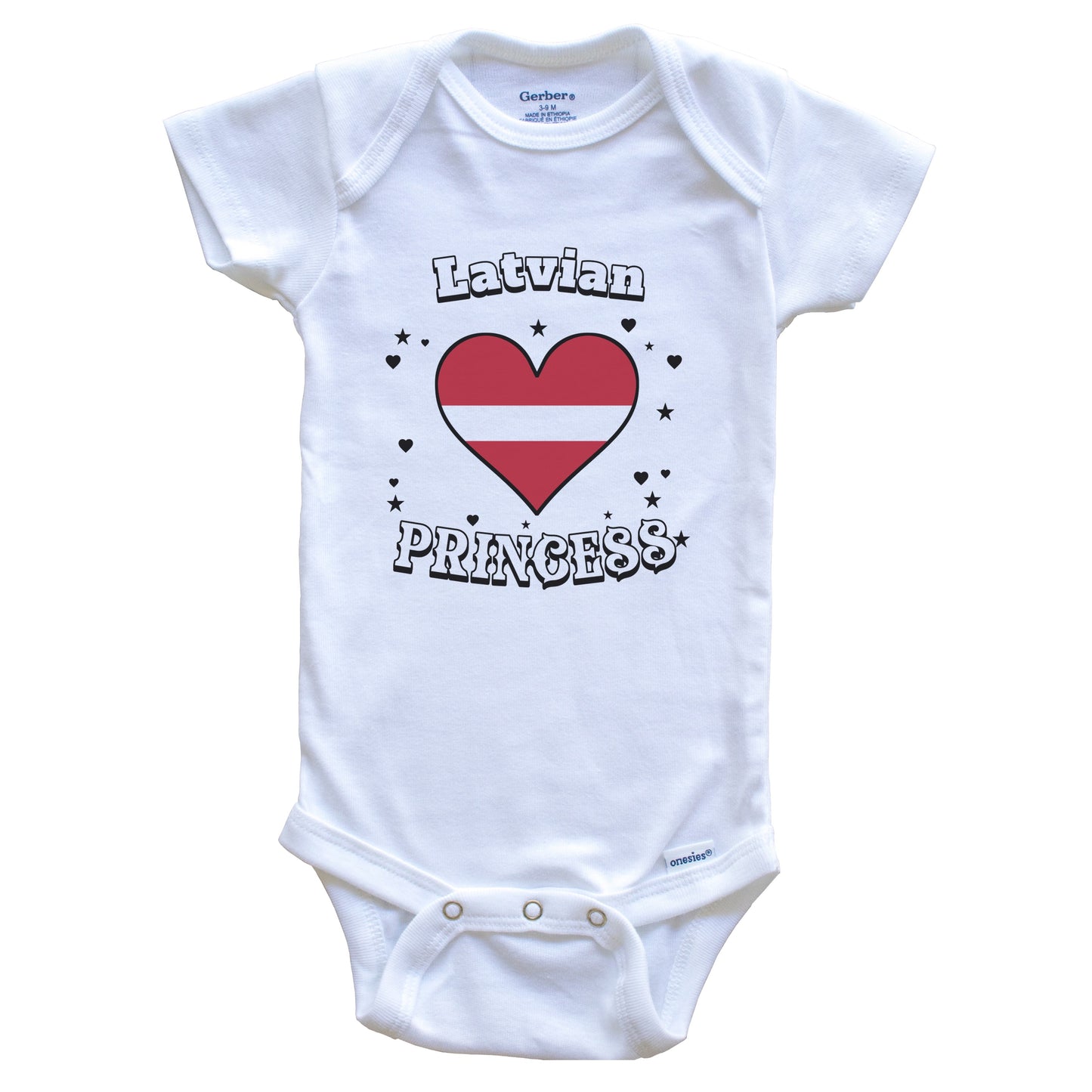 Latvian Princess Latvia Flag Heart Baby Girl Bodysuit