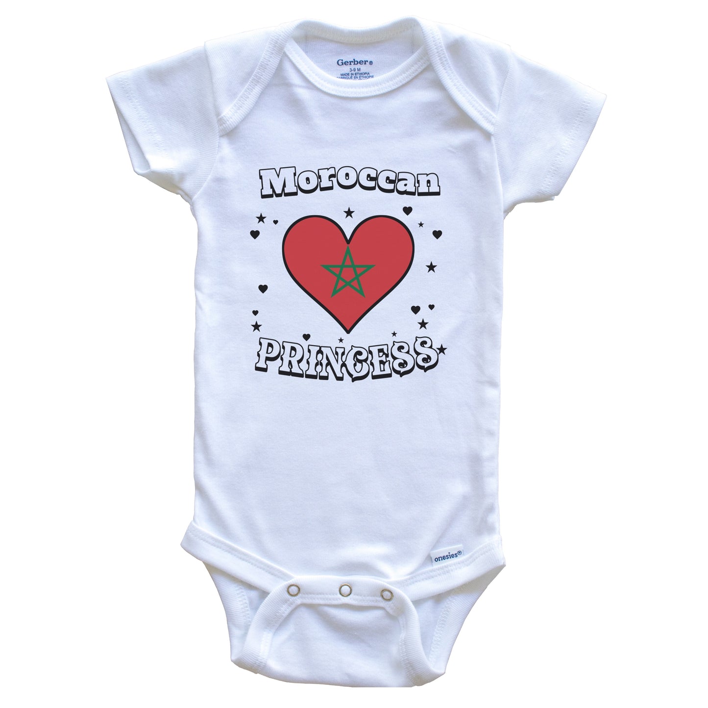 Moroccan Princess Morocco Flag Heart Baby Girl Bodysuit