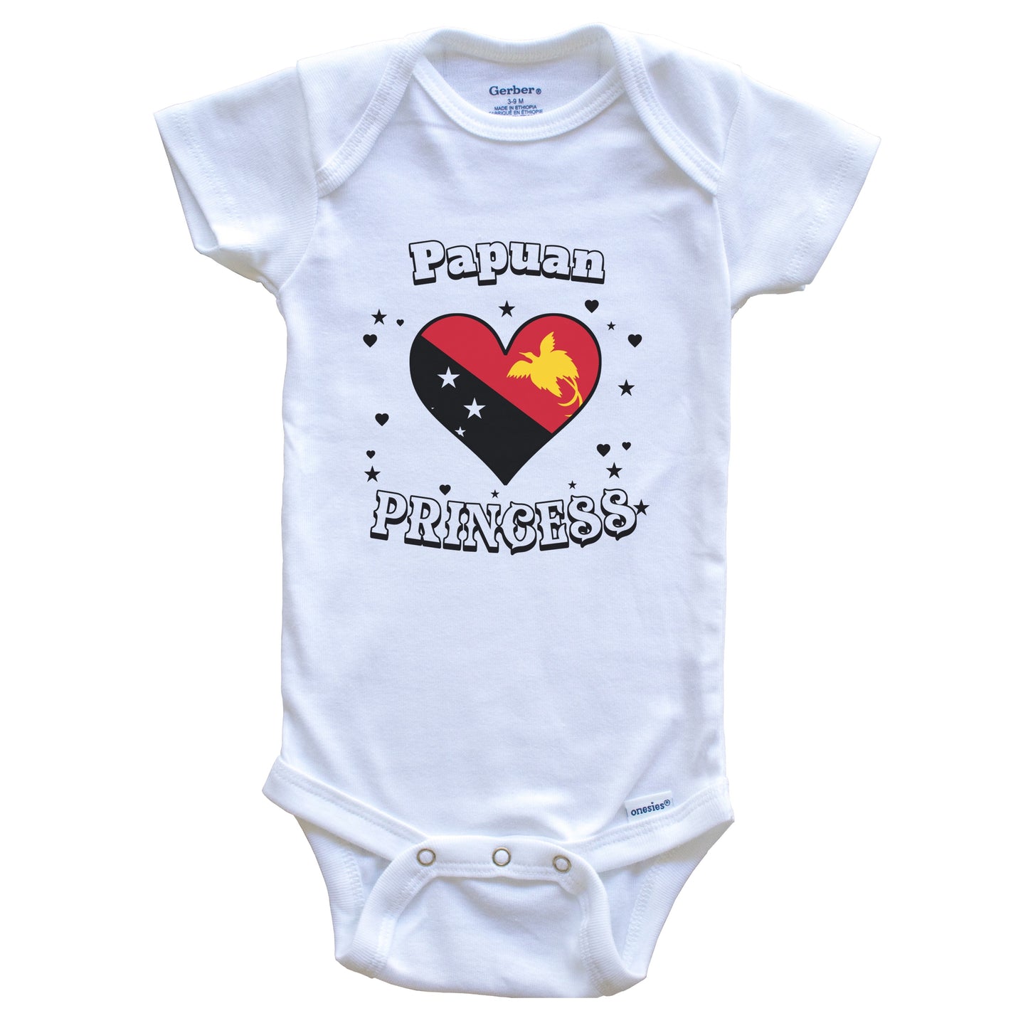 Papuan Princess Papua New Guinea Flag Heart Baby Girl Bodysuit