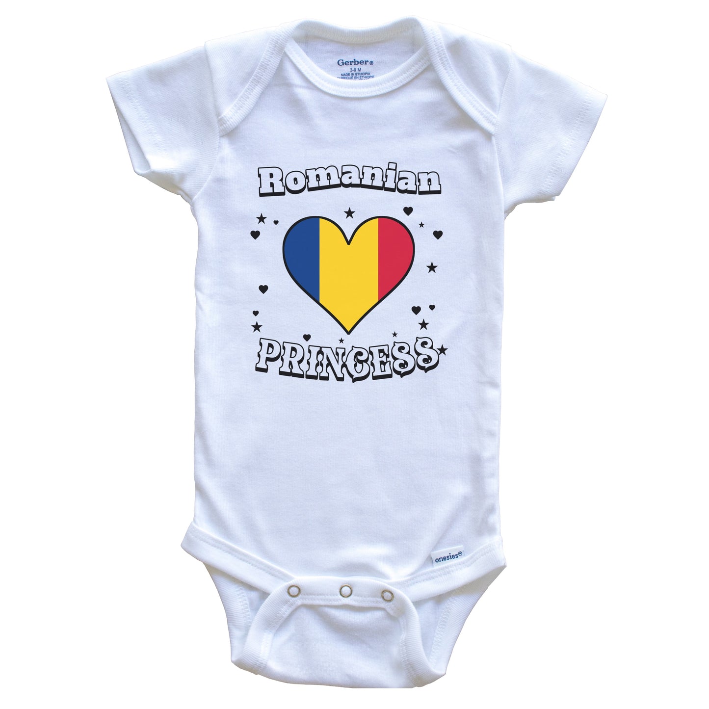 Romanian Princess Romania Flag Heart Baby Girl Bodysuit