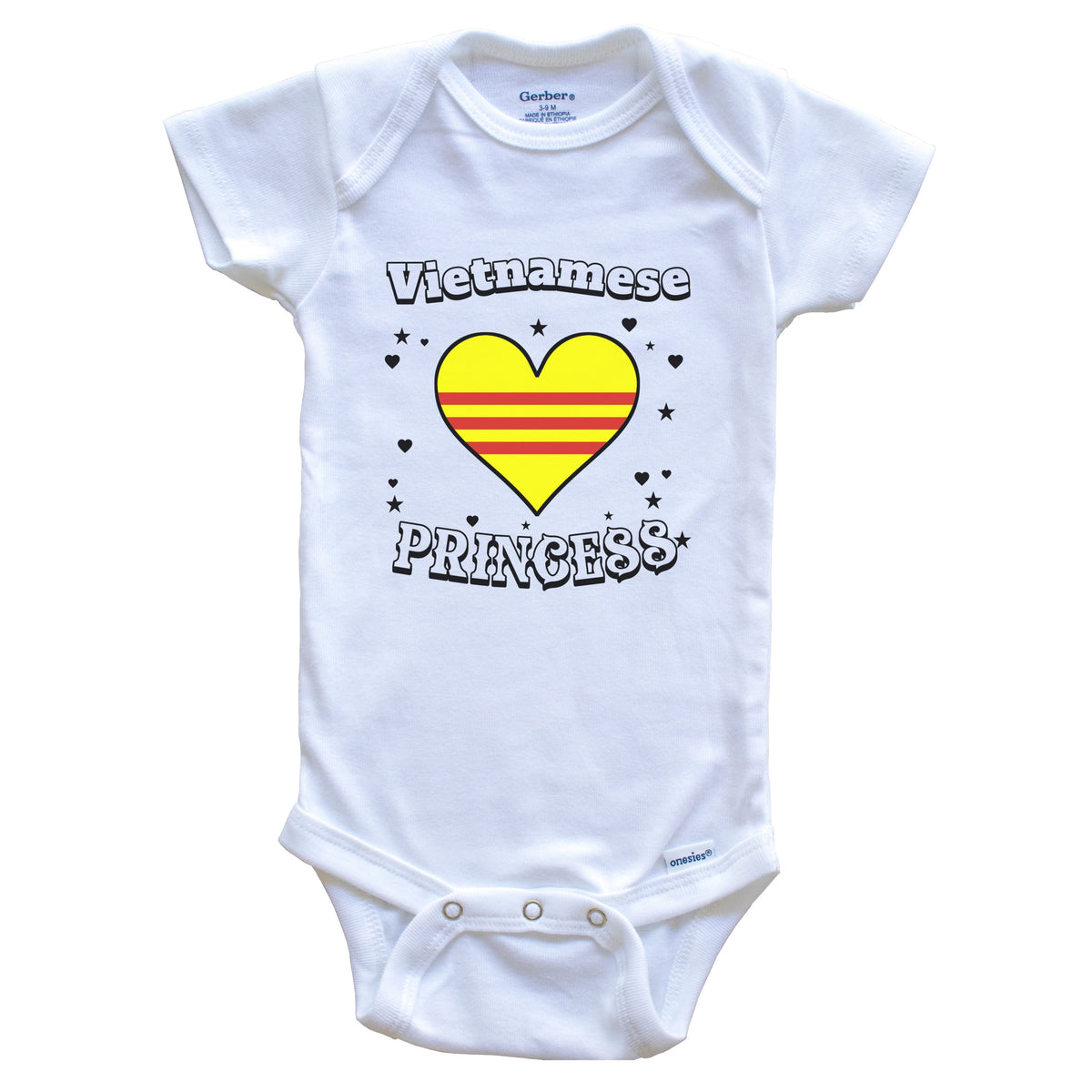 Vietnamese Princess Vietnam Flag Heart Baby Girl Bodysuit