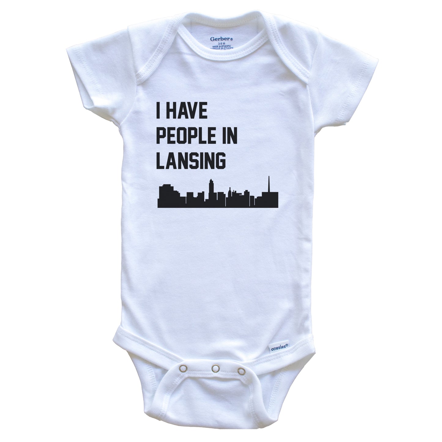 I Have People In Lansing Michigan Skyline Baby Bodysuit