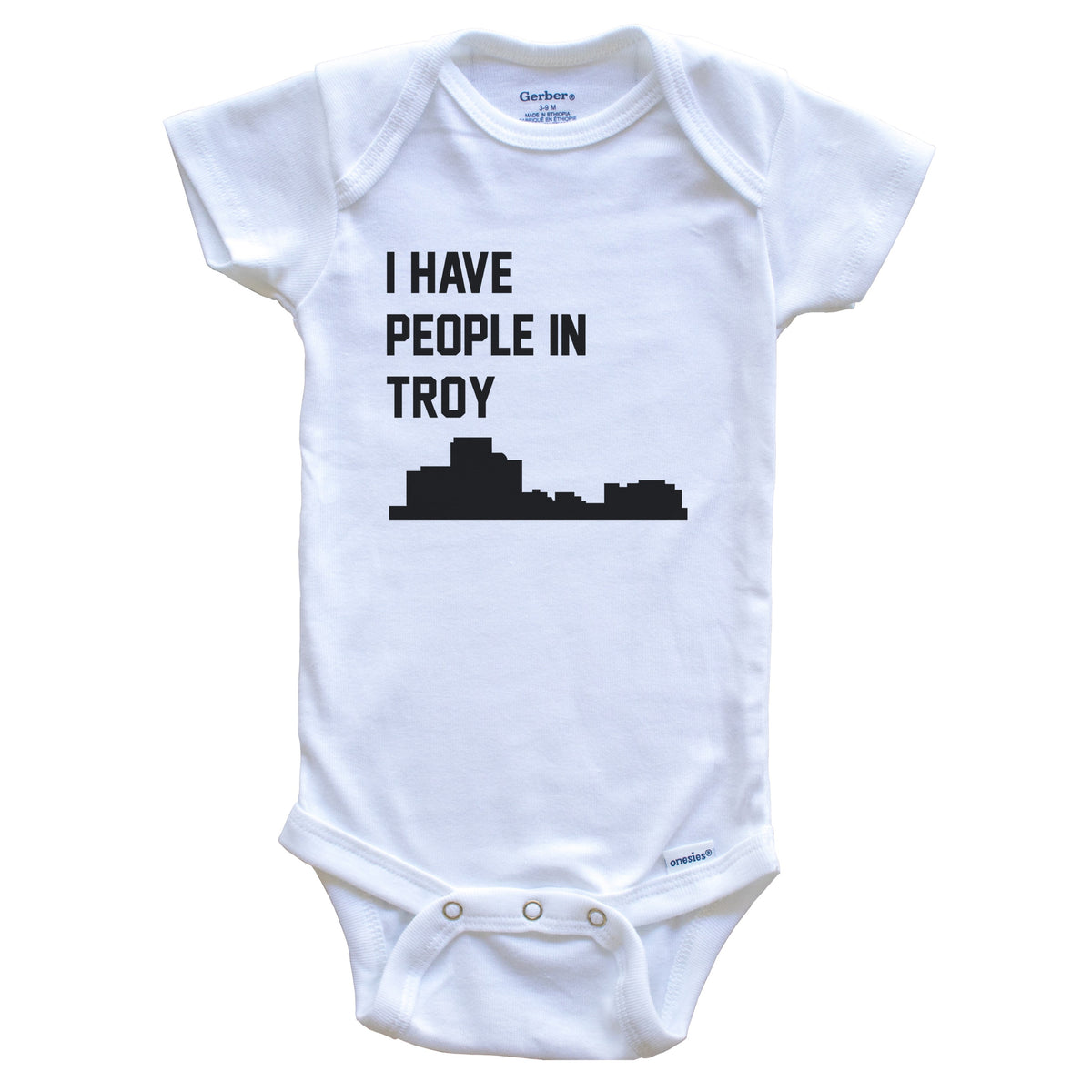 I Have People In Troy Michigan Skyline Baby Bodysuit