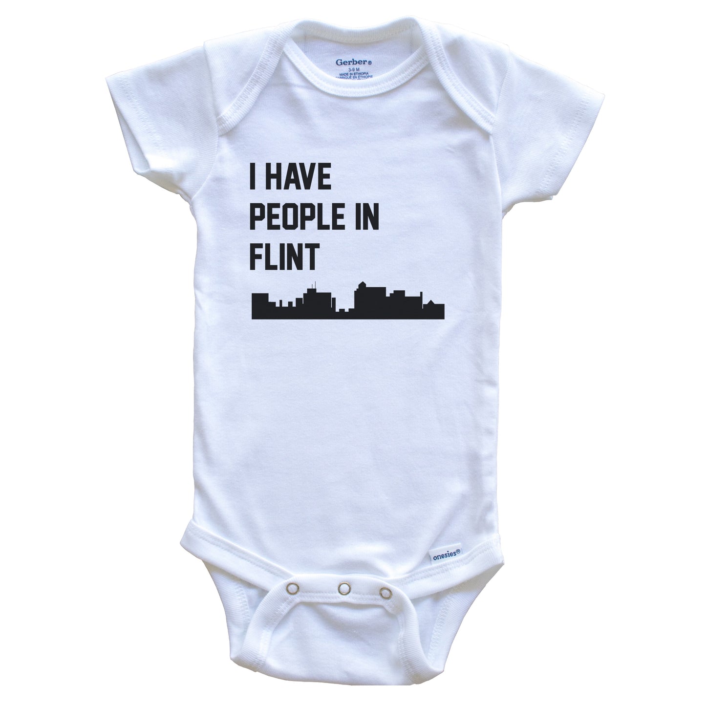 I Have People In Flint Michigan Skyline Baby Bodysuit