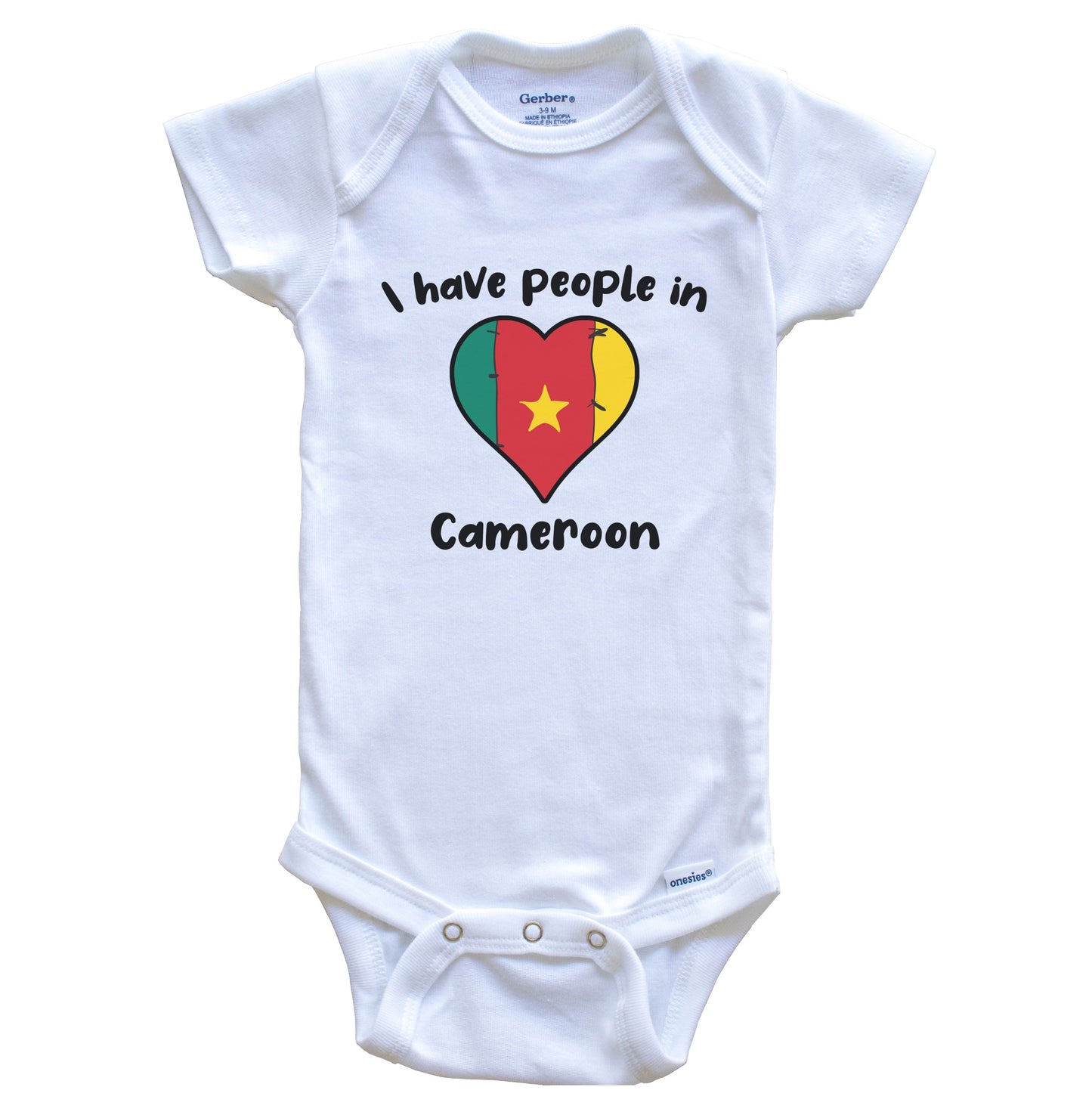 Cameroonian Flag Heart I Have People In Cameroon Baby Bodysuit