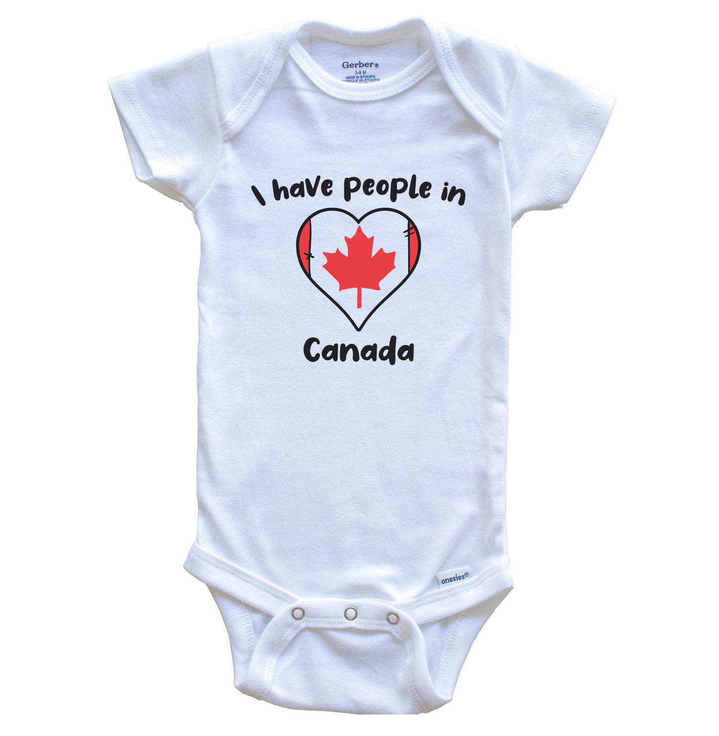 Canadian Flag Heart I Have People In Canada Baby Bodysuit
