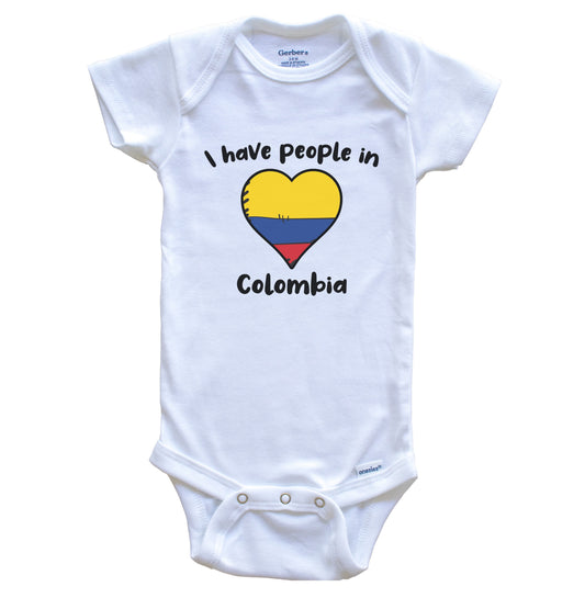 Colombian Flag Heart I Have People In Colombia Baby Bodysuit