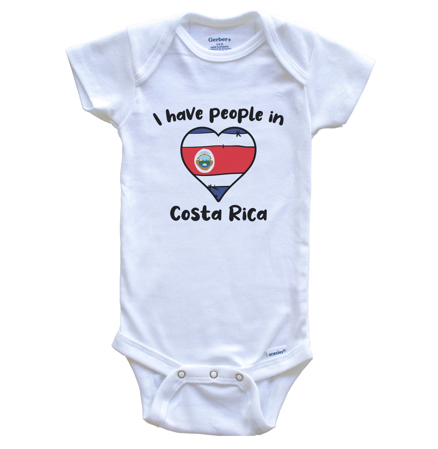 Costa Rican Flag Heart I Have People In Costa Rica Baby Bodysuit