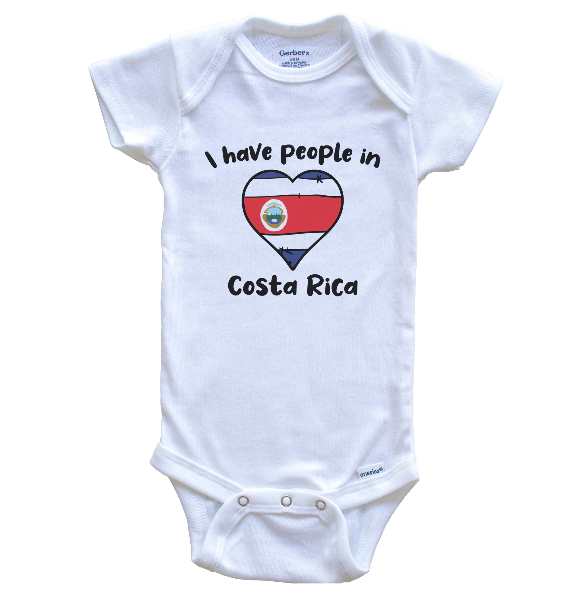 Costa Rican Flag Heart I Have People In Costa Rica Baby Bodysuit