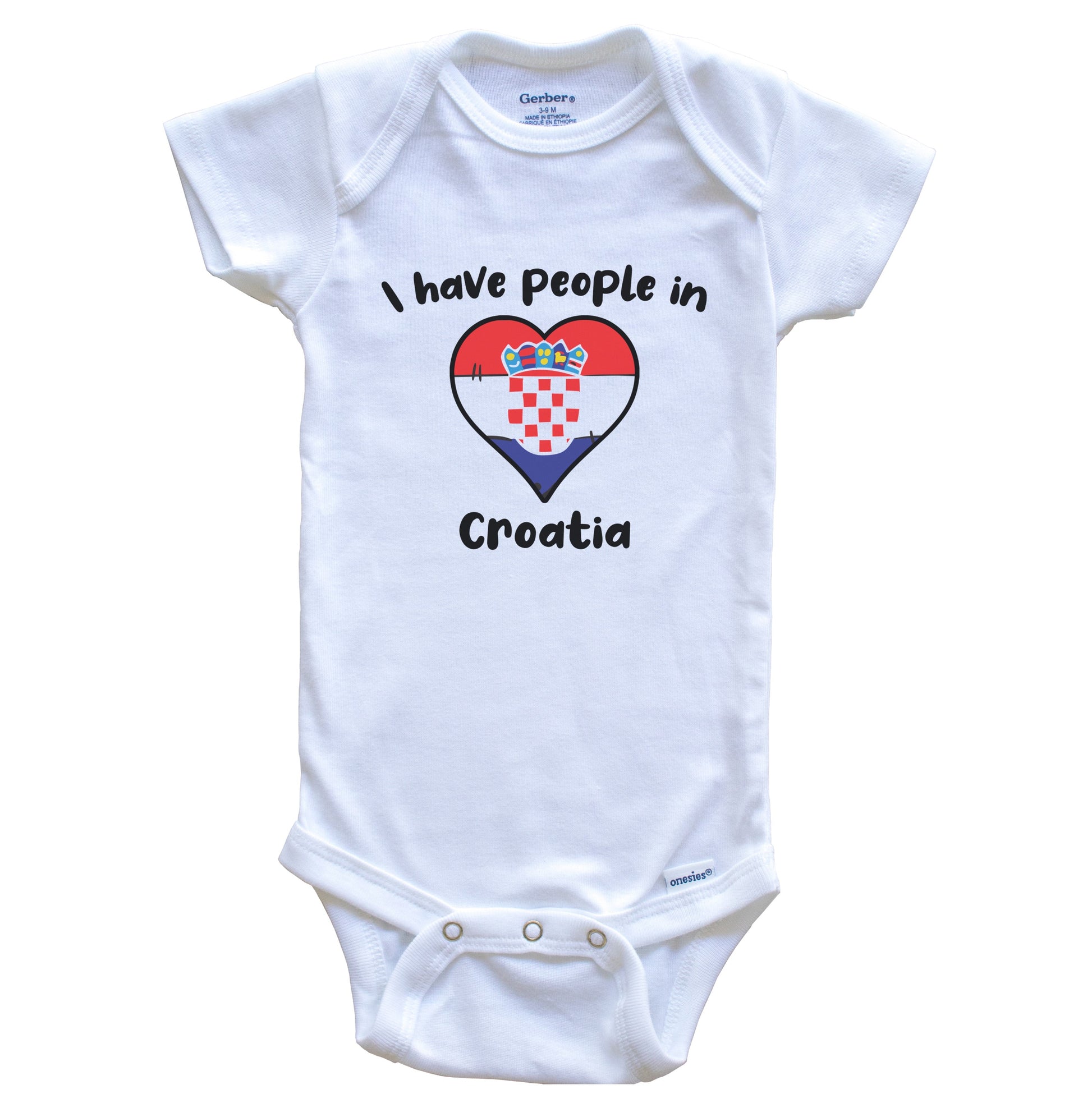 Croatian Flag Heart I Have People In Croatia Baby Bodysuit